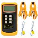 K-Type Digital Thermocouple Thermometer, Dual Channels Thermometer with Temp Clamps and Thermocouples Sensor Probes, Precise for Industrial and Lab Use
