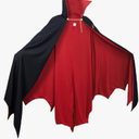 Vampire Costume Cloak with High Collar - Medieval Gothic Black and Red Cape for Halloween Cosplay Size Large