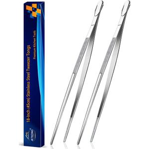 JETKONG 18 Inch (45cm) Extra Long Barbecue Tongs, Heavy Duty Giant Tweezer Tongs for Grilling and BBQ, Set of 2 (Point Tips)