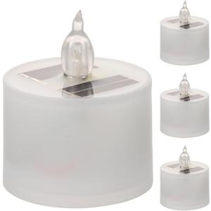 Uonlytech 4pcs Solar Tea Lights Outdoor Waterproof Dusk to Dawn Lighting Reusable LED Tea Light Candles Flickering Flameless Candle Lights for Lantern Garden Camping