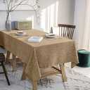 Waterproof Cotton Linen Tablecloths Rectangle Dining Table Cloth, Wipe Clean Indoor & Outdoor Table Cover for Buffet Party, Holiday Dinners and Banquets, Wrinkle Resistant54"x102" Coffee
