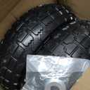 4.10/3.50-4 tire and wheel flat free, 10 Inch Solid Rubber Tire with 5/8" Bearings 2.1" Offset Hub For Hand Truck Garden Cart Wagon Trolley Dolly Wheels(2 Pack)