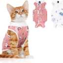 Coppthinktu 2 PCS Cat Recovery Suit for Spay Abdominal Wounds Cat Onesie for Cats After Surgery Recovery Suit Female Breathable E-Collar Alternative Kitten Onesie Anti Licking Small