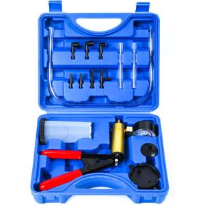 Yonligonju Brake Bleeder Kit with Hand Vacuum Pump with Gauge Adapters Automotive Brake Fluid Bleeding Set for Bike Car Truck (Blue)