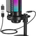 SPKPAL USB Microphone PC, Podcast Microphone w/ RGB Light, Mute Button, Gain Knob PS4/5, Mac, Phone, Gaming Mic w/ Pop Filter, Metal Stand, Headphones Jack Streaming, Recording, Chat (ME6S)