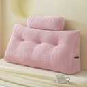 YOUR MOON Wedge Headboard Pillow Twin with 1 Pack Neck Roll Pillow, Triangular Wedge Backrest Pillows Headboard for Bed,Daybed,and Lounging, Large Bed Bolster Pillows,Pink