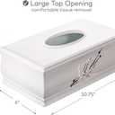 Creative Scents Vanda Rectangle Tissue Box Cover - Decorative Cherry Blossom Tissue Holder for Bathroom - White Tissue Box Holder Rectangular with Durable Bottom Slider - White Bathroom Accessories