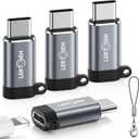 4 Pack Lightning to USB C Adapter for iPhone 15/16 Pro Max/Plus,Samsung S24,iPad Air,Fast Charging & Data Transfer,Type C Charger Connector Cable,Not for Audio/Headphone/OTG,for iPhone 16/15 Charger (4 Pack, Grey)