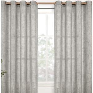 YoungsTex Dark Grey Linen Curtains 63 Inch Length for Living Room Windows, Textured Light Filtering Drapes with Bronze Grommet Privacy for Bedroom, 2 Panels, 52 X 63 Inch
