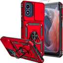 for Moto G 5G 2024 Case,with Screen Protectors and Camera Cover,[Military Grade] 16ft.Drop Tested Cover with Magnetic Kickstand Protective Case for Motorola G 5G 2024, Red