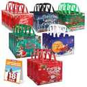 XPCARE 28 Pack Christmas Kraft Gift Bags with Handles, 9x7.5x3.5 Christmas Gift Bags Xmas Goody Bags for Xmas Holidays Party Favors and Presents (Brown)