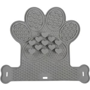 Dog Lick Mat with Suction Cups, Slow Feeder & Enrichment Mat for Dogs & Cats, Silicone Feeding Mat for Wet & Dry Food, Anxiety Relief, Mess-Free Foldable Pocket Design, Gray