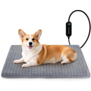 Heated Cat Bed, Waterproof Heated Cat Dog Bed with Adjustable Temperature & Timer, Electric Pet Mat for Indoor Cats Dogs, Chew Resistant Steel CordMedium : 28"x20" Gray