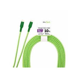 CellCandy Charge and Sync Cable - Green, 10 ft 