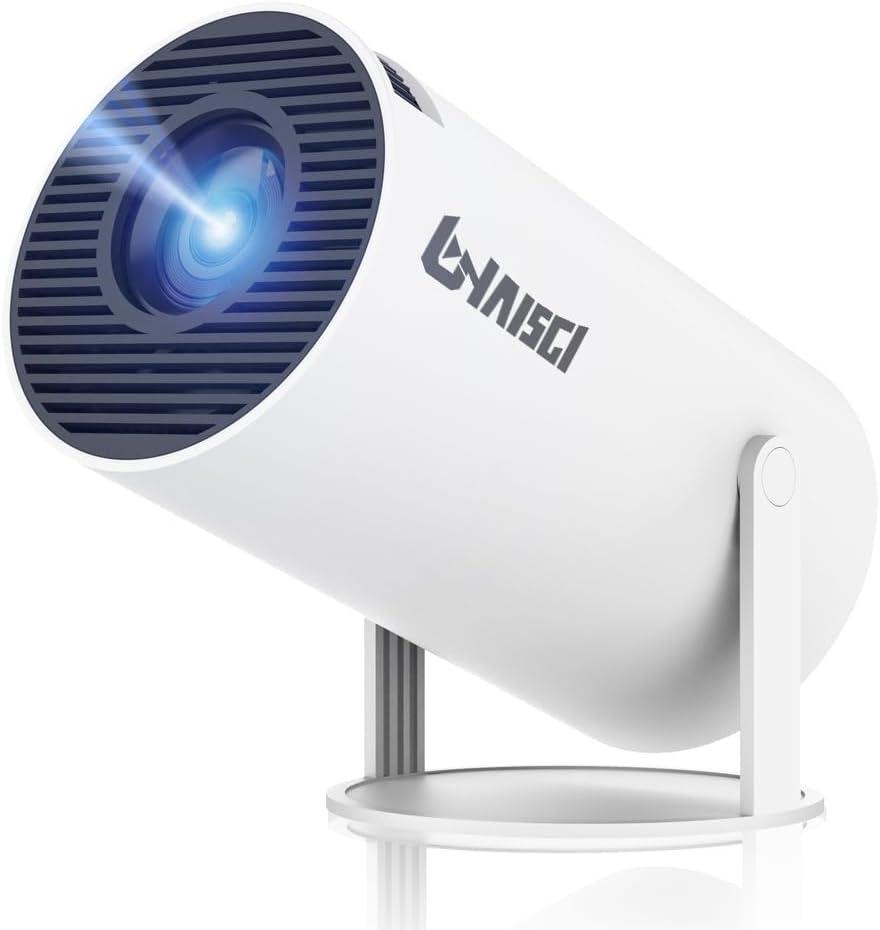 Mini Projector, 4K 1080P Support Portable Projector with Dual Band WIFI6 and Bluetooth 5.2 Android 13, Auto Keystone Correction, 180 Rotatable, 40"-150" Screen Video Projector (White)