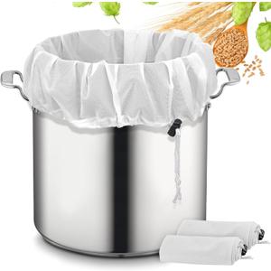 Brew Bags, 2 Pack Extra Large Reusable Straining Bag, 26"x22", 250 Micron Fine Mesh Strainer Bag with Adjustable Drawstring for Home Brewing Hops Grains Fruit Wine Beer Making Brew in a Bag Supplies