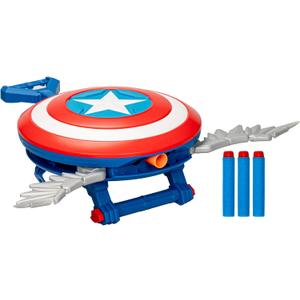 Marvel Studios Captain America Brave New World NERF Skyshot Blaster, Shield Roleplay Toy, Super Hero Toys for Kids 5 and Up