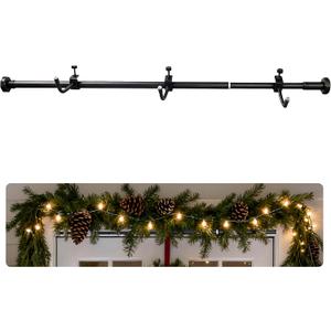 Garland Hanger Front Door, Front Over Double Door Frame Doorway Garland Hanger Holder Adjustable Hangers Hooks Black Wreath Adjustable (32" to 50")