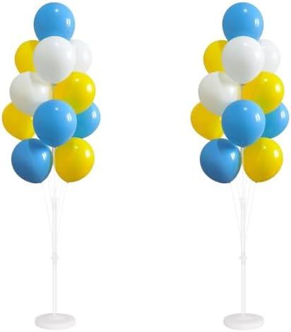 Balloon Column Kit for Floor-Balloon Columns with Stand, Base and Pole, Balloon Tower Backdrop Decoration for Wedding, Baby Shower, Birthday Party, or Bachelorette Parties (Blue Yellow White)
