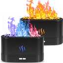 2 Pack Essential Oil Diffuser,Colorful Flame Air Aroma Diffuser Humidifier,Upgraded 7 Flame Colors Noiseless Essential Oil Diffuser for Home,Office,Yoga with Auto-Off Protection(180mL,Black)