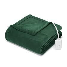Sunbeam Throw Pine Green Microplush, 4 Heat Settings, 4-Hour Auto Shut-Off, Electric Heated Blanket, 50” x 60”