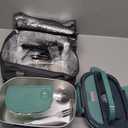 Electric Lunch Box for Adults, 80W Portable Food Warmer, 12V/24V/110V 3 in 1 Heated Lunch Box for Car/Truck/Office, with 1.5L Stainless Steel Container, Fork & Spoon and Insulated Bag (Green)