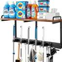 Broom Holder Wall Mount With Cleaning Supplies Organizer Shelf Broom And Mop Organizer Wall Hanging With Vacuum Holder Wall Mount, Wall Mounted Broom Hanger Utility Racks For Home Garage Laundry Room
