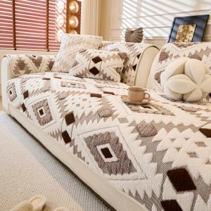 Pet Couch Cover for Dogs, Soft Plush Sofa Cover Washable, Non-Slip Pet-Friendly Sofa Slipcover for Couches and Sofas (Seat Cover, Coffee, 35.5" x 82.5")