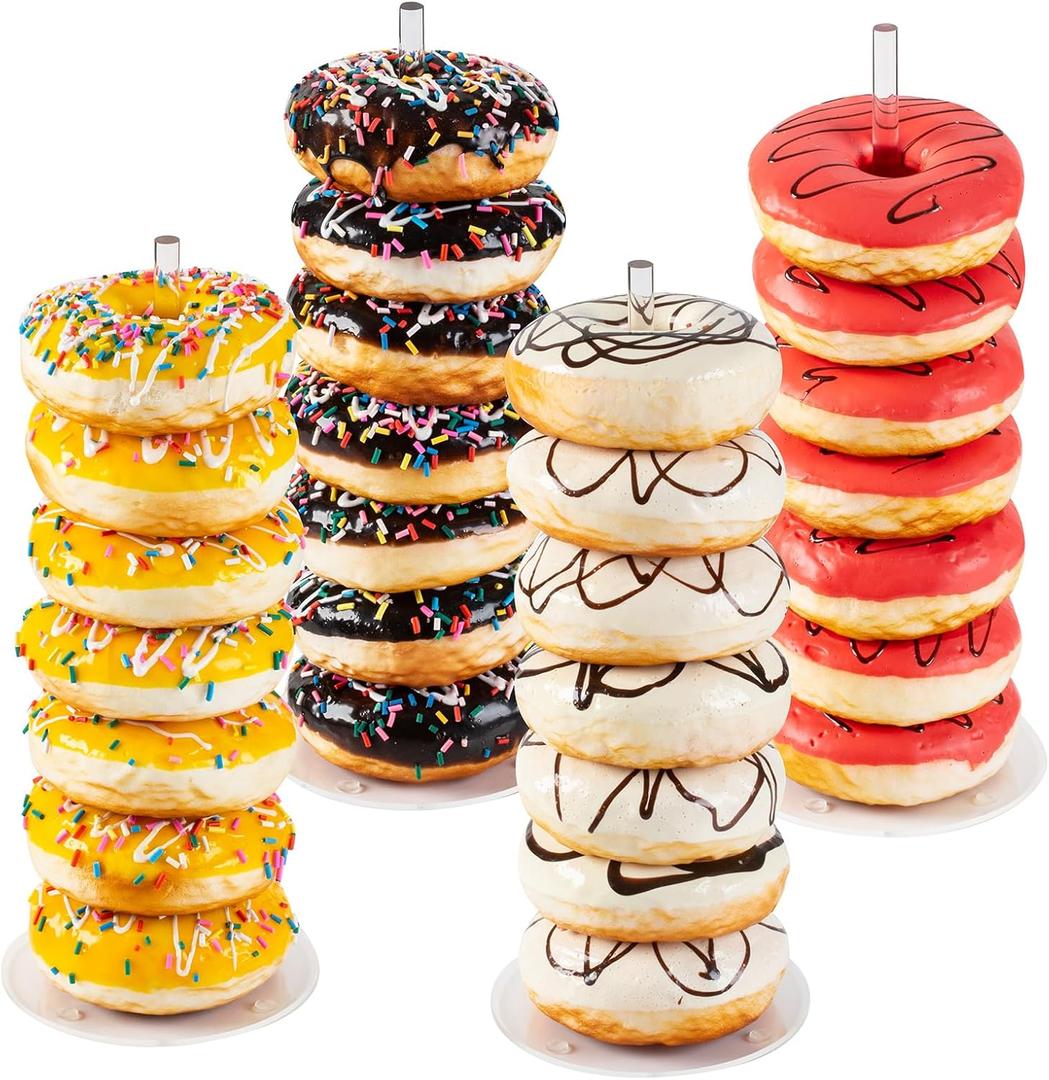 4PCS Acrylic Donut Display Stand Tower - Dessert Table Holder for Donuts, Bagels & Doughnuts - Perfect for Parties, Christmas, Birthday & New Year