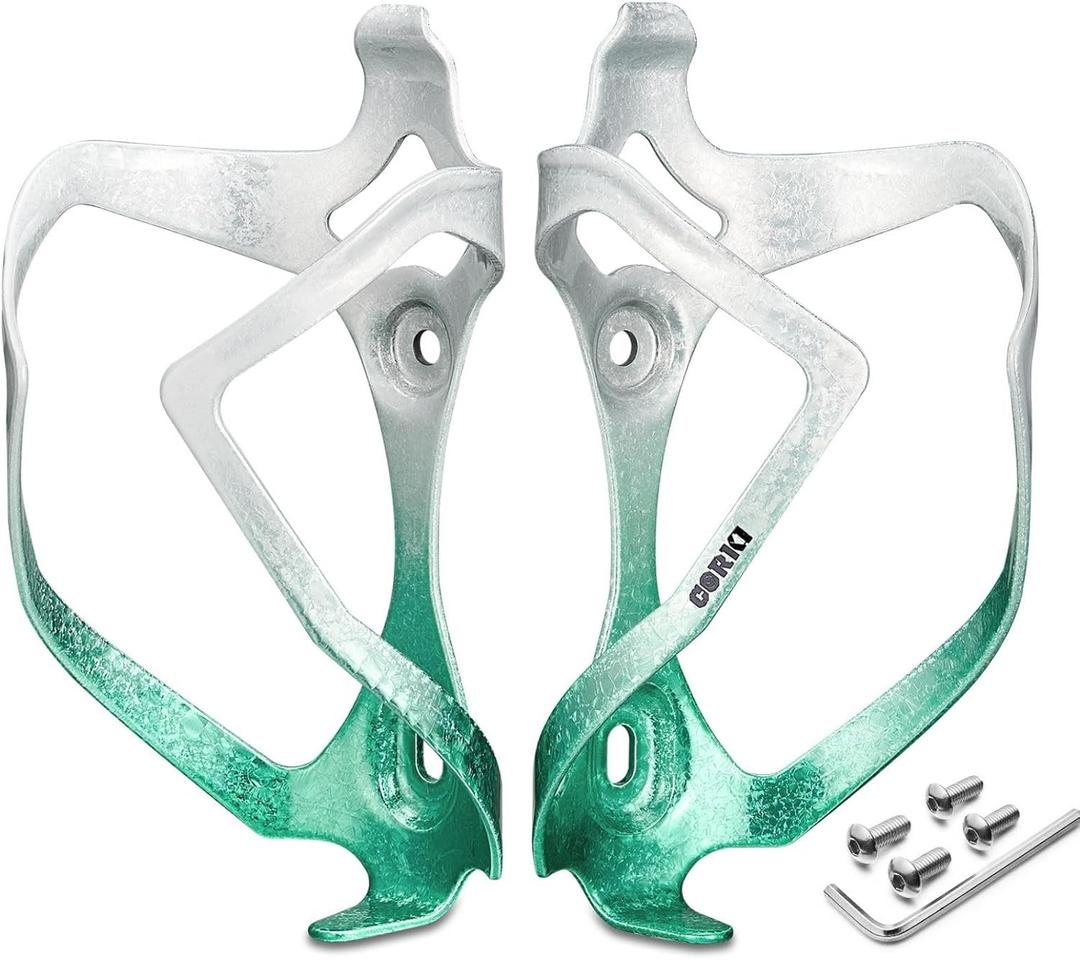 Bike Water Bottle Holder Bicycle Cage for Mountain Road MTB Gravel Adult Bikes Cycling Universal Carrier Rack 2 Pack Aluminum Alloy Ultralight Kettle Drink Accessories Greenish Cyan