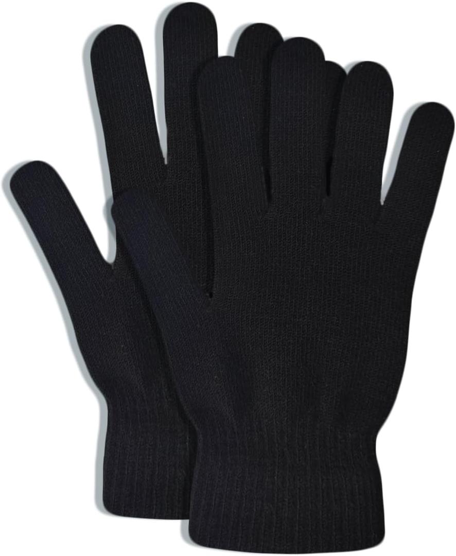 5 Colors Winter Magic Gloves Unisex Adults Fits Most Men Women Teens Warm Gloves (Medium, Black)