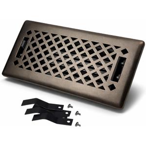 4" x 12" Lattice Design Steel Floor Register in Metallic Bronze Finish with mounting Clips- for Floor or Side Wall- Decorative Air Vent Covers- Floor Register 4 x 12