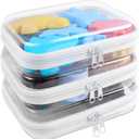 Clear Hard Shell Zipper Case 3 Pack Transparent Storage Box Containers Makeup Pouches for Small Item Waterproof Cosmetic Organizer Bags for Travel Toiletries (White,10"x 8")
