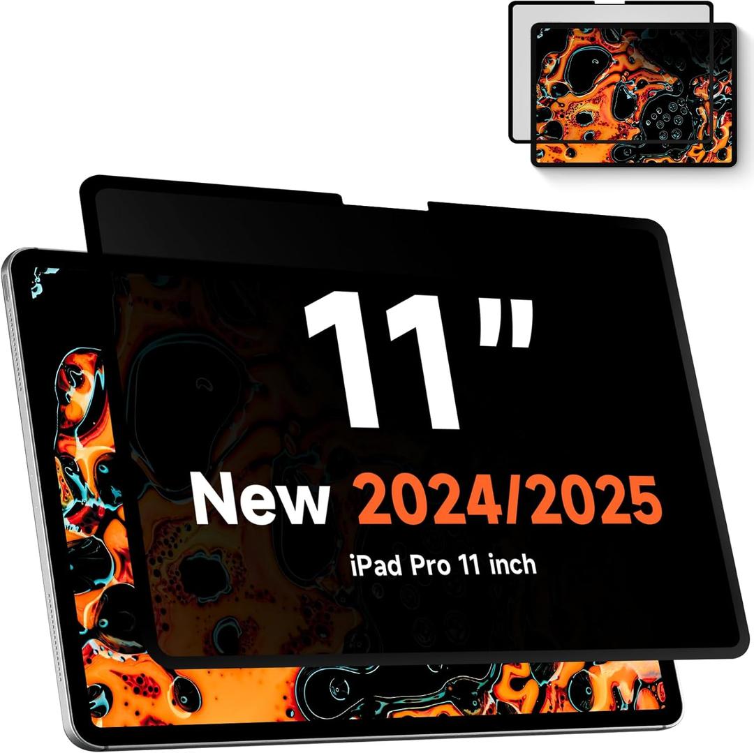 Mamol Upgrade Privacy Screen Protector for Apple iPad Pro 11 inch 5th M4 2024/6th M5 2025, Fully Removable Anti Spy Glare Blue Light Filter, High Sensitive/Bubble Free/Detachable
