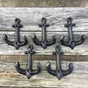 Nautical Cast Iron Ship Anchor Weathered Nautical Wall Hooks Coat Hook, Screws Included (5 PCS)