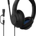 Belkin SoundForm Inspire Wired Over-Ear Headset for Kids, Online Learning & Travel w/Built-in Boom Mic, 85dB Safe Volume Limit - USB-C & 3.5mm - Compatible w/iPhone, iPad, Galaxy & More - Black