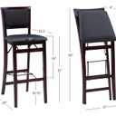 Linon Keira Pad Back Folding Bar Stool, Bar Height