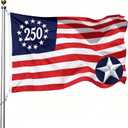 250 Anniversary Betsy Ross USA Embroidered Flag 3x5 Outdoor- Patriot Commemorative 13 Stars 250th US Nylon Flags Sewn Stripes Heavy Duty Banner for Outside