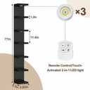 7 Tier Floating Wall Shelf with Lights, Tall Display Lack Shelf, Black, 9.85 x 9.3 x 77 inches