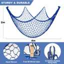 Large Fish Net Decorations for Party, Natural Cotton Hawaiian Party Fishing Net Wall Clip Photo Holders, Fishnet Under Sea Pirate Ocean Nautical Themed Beach Decor DIY, 79"x158" inch, Blue