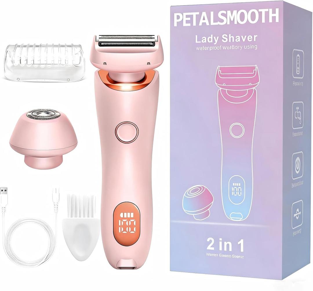 Shave Pro.Electric Shaver for Women, Rechargeable, Waterproof Trimmer for Face, Body, Bikini Area, and Legs (Pink)