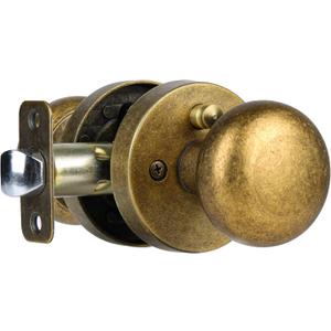 Antique Brass Bronze Door Knob Privacy Door Knobs Interior with Push-Button Vintage Door Knob with Lock for Bedroom and Bathroom, 1 Pack