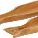 Deco 79 Teak Wood Fish Handmade Tray, Set of 2 24", 16"W, Brown
