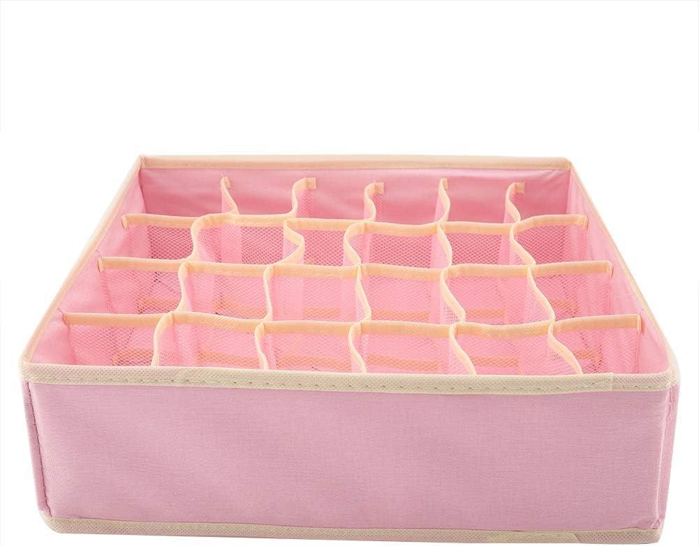 oceanside Underwear Organizer, Underwear Divider Closet Organizer Bra Ties Socks Container Storage Boxes(Pink)