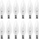 SATONA 25W 120V E12 Base B10 CTC Incandescent Light Bulbs, Transparent Candle Light Bulbs Perfect for Chandeliers, Ceiling Fan Lights, Pendants, Fireplace, Dimmable, Warm White 2700K (Pack 12)