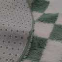 Super Soft Rug, Round Rug for Bedroom, 4X4 Ft Sage Green and White Checkered Round Rug Non-Slip High Pile Cute Soft Fluffy Rug for Living Room Bedroom Kids Room