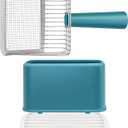 Metal Cat Litter Scoop with Holder, Heavy Duty Deep Sifter with Dual-Hole (10mm/5mm) for Pellets & Clay, Non-Stick (Blue)