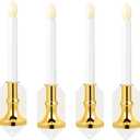 ECAILINAG Flickering Solar Candle Light, Fireless Dusk to Dawn Lighting Waterproof Solar, Window Wall Light, Romantic Night Light Wall with Suction Cup for Party Christmas Decoration - 4 Pack