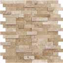SUNWINGS Peel and Stick Mosaic Natural 3D Stone Self Adhesive Tiles, 12" x 11" 5-Sheet Stick on Backsplash for Kitchen Bathroom Fireplace Vanity, Beige