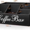 Coffee Station Organizer Pods Holder for Counter, Farmhouse Wood Coffee Bar Accessories and Tea Condiment Basket Storage Organizer Decor